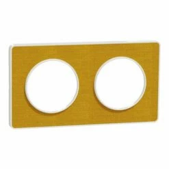 Schneider Electric Plaque De Finition Odace Touch S520804KY Kvadrat En Tissus Ocre Et Liseré Blanc 2 Postes