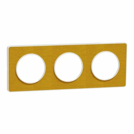 Schneider Electric Plaque De Finition Odace Touch S520806KY Kvadrat En Tissus Ocre Et Liseré Blanc 3 Postes 3 Schneider Electric Plaque De Finition Odace Touch S520806KY Kvadrat En Tissus Ocre Et Liseré Blanc 3 Postes