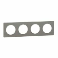 Schneider Electric Plaque De Finition Odace Touch S520808J Aluminium Brossé Et Blanc 4 Postes