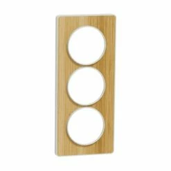 Schneider Electric Plaque De Finition Odace Touch S520816N Blanc Et Bois Naturel 3 Postes Verticaux