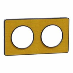 Schneider Electric Plaque De Finition Odace Touch S550804KY Kvadrat En Tissus Ocre Et Liseré Bleu Cobalt 2 Postes