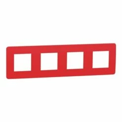 Schneider Electric Plaque De Finition Unica Studio Color NU280813 Rouge Cardinal Liseré Blanc 4 Postes
