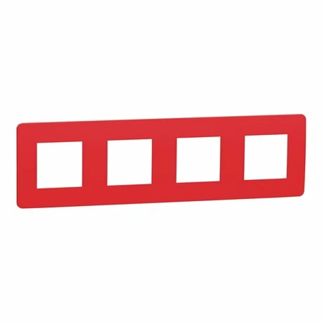Schneider Electric Plaque De Finition Unica Studio Color NU280813 Rouge Cardinal Liseré Blanc 4 Postes 3 Schneider Electric Plaque De Finition Unica Studio Color NU280813 Rouge Cardinal Liseré Blanc 4 Postes