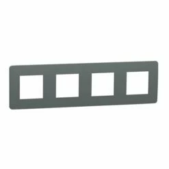 Schneider Electric Plaque De Finition Unica Studio Color NU280821 Gris Foncé Liseré Blanc 4 Postes