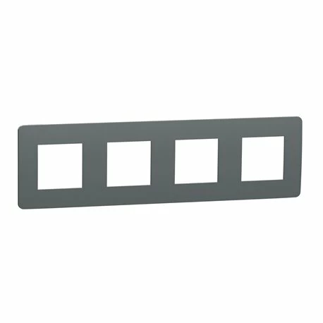 Schneider Electric Plaque De Finition Unica Studio Color NU280821 Gris Foncé Liseré Blanc 4 Postes 3 Schneider Electric Plaque De Finition Unica Studio Color NU280821 Gris Foncé Liseré Blanc 4 Postes