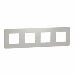 Schneider Electric Plaque De Finition Unica Studio Color NU280824 Gris Pierre Liseré Blanc 4 Postes