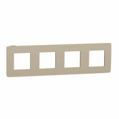 Schneider Electric Plaque De Finition Unica Studio Color NU280828 Taupe Liseré Anthracite 4 Postes