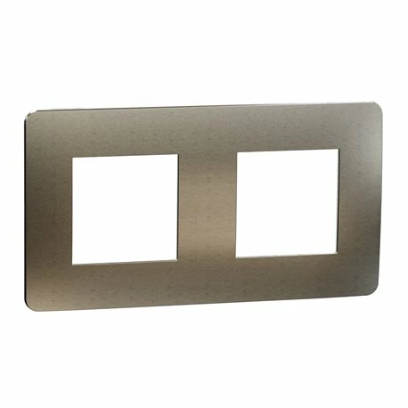 Schneider Electric Plaque De Finition Unica Studio Métal N NU280450M Bronze Liseré Blanc 2 Postes 4 Schneider Electric Plaque De Finition Unica Studio Métal N NU280450M Bronze Liseré Blanc 2 Postes – Image 2