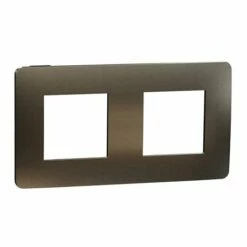 Schneider Electric Plaque De Finition Unica Studio Métal N NU280453M Black Aluminium Liseré Anthracite 2 Postes