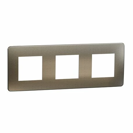 Schneider Electric Plaque De Finition Unica Studio Métal N NU280650M Bronze Liseré Blanc 3 Postes 3 Schneider Electric Plaque De Finition Unica Studio Métal N NU280650M Bronze Liseré Blanc 3 Postes