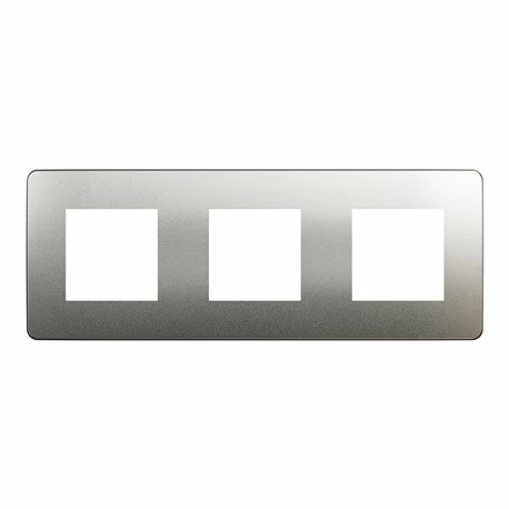 Schneider Electric Plaque De Finition Unica Studio Métal N NU280655M Aluminium Liseré Blanc 3 Postes 4 Schneider Electric Plaque De Finition Unica Studio Métal N NU280655M Aluminium Liseré Blanc 3 Postes – Image 2