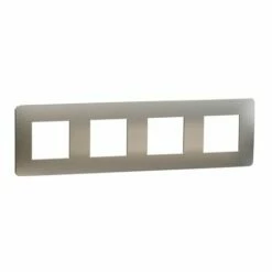 Schneider Electric Plaque De Finition Unica Studio Métal N NU280855M Aluminium Liseré Blanc 4 Postes