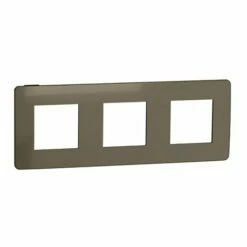 Schneider Electric Plaque De Finition Unica Studio Métal NU280652 Bronze Liseré Anthracite 3 Postes