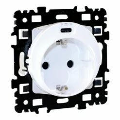 Prise 16A Combinée 2P+T USB Type C Schuko Blanc