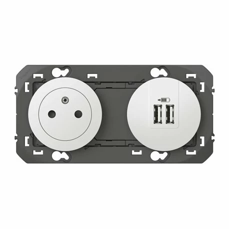 Prise 2P+T Surface + Chargeur 2 USB Type-A Dooxie 3A Precables Finition Blanc 600342 4 Prise 2P+T Surface + Chargeur 2 USB Type-A Dooxie 3A Precables Finition Blanc 600342 – Image 2
