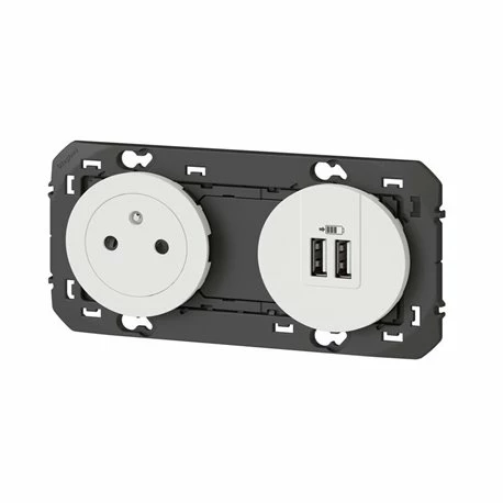 Prise 2P+T Surface + Chargeur 2 USB Type-A Dooxie 3A Precables Finition Blanc 600342 5 Prise 2P+T Surface + Chargeur 2 USB Type-A Dooxie 3A Precables Finition Blanc 600342 – Image 3