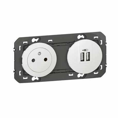 Prise 2P+T Surface + Chargeur 2 USB Type-A Dooxie 3A Precables Finition Blanc 600342 3 Prise 2P+T Surface + Chargeur 2 USB Type-A Dooxie 3A Precables Finition Blanc 600342