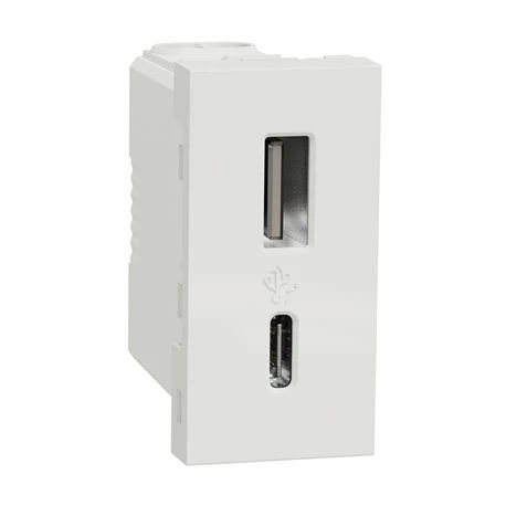 Prise Chargeur USB Double 15W Type A+C Unica NU301618 Blanc 1 Module Mécanisme Seul 3 Prise Chargeur USB Double 15W Type A+C Unica NU301618 Blanc 1 Module Mécanisme Seul