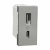 Prise Chargeur USB Double 15W Type A+C Unica NU301630 Aluminium 1 Module Mécanisme Seul 1 Prise Chargeur USB Double 15W Type A+C Unica NU301630 Aluminium 1 Module Mécanisme Seul -Schneider Electric Soldes prise chargeur usb double 15w type ac unica nu301630 aluminium 1 module mecanisme seul