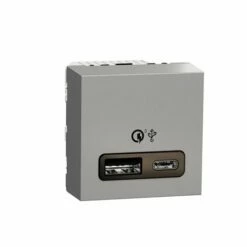 Prise Chargeur USB Double Rapide 18W 3,4A Type A+C Unica NU301930 Aluminium 2 Modules