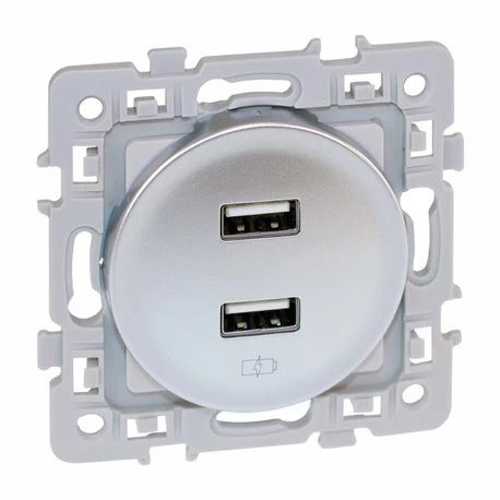 Prise Chargeur USB Double Type A Silver 3 Prise Chargeur USB Double Type A Silver