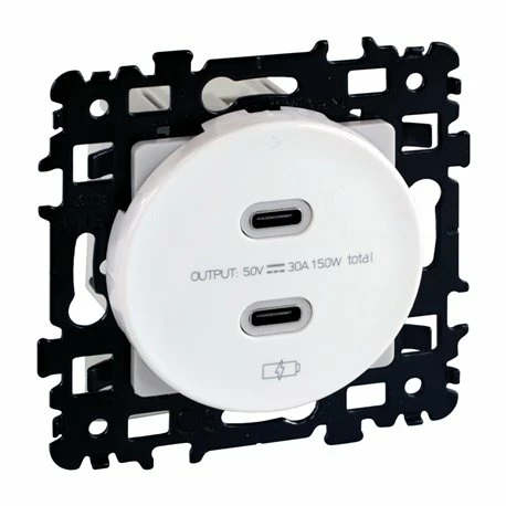 Prise Chargeur USB Double Type C Blanc 3 Prise Chargeur USB Double Type C Blanc