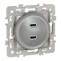 Prise Chargeur USB Double Type C Silver