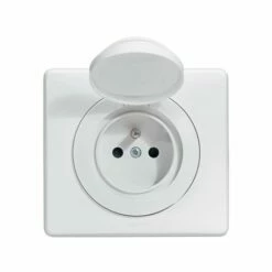 Prise De Courant 2P+T Complet Avec Plaque Céliane Surface étanche Blanc 099170