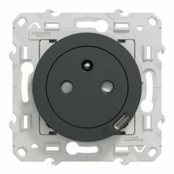 Prise De Courant Affleurante 2P+T Avec USB C Odace S540089 Anthracite -Schneider Electric Soldes prise de courant affleurante 2pt avec usb c odace s540089 anthracite 2
