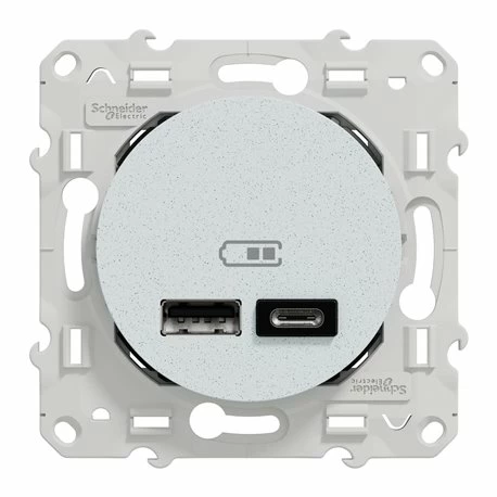 Prise USB Double Type A+C Odace S510401 Blanc Recyclé Brillant 4 Prise USB Double Type A+C Odace S510401 Blanc Recyclé Brillant – Image 2