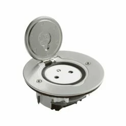 Prise De Sol Simple 2P+T Surface 16A 250V Avec Platine Ronde En Inox Brossé 089770
