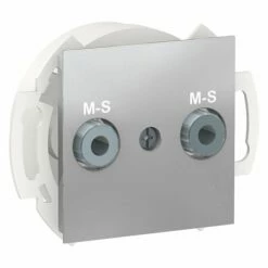 Prise Double Multiservices M-S Unica NU545730 Aluminium Mécanisme Seul