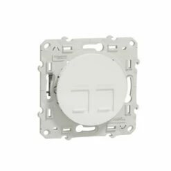 Prise Double RJ45 (8 Contacts) Cat.6 Odace S520486 Blanc Brillant Grade 3 Multimédia