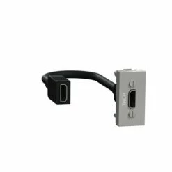 Prise HDMI Préconnectorisée Unica NU343030 Aluminium 1 Module Mécanisme Seul