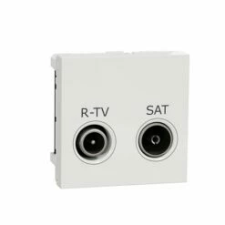 Prise R-TV + SAT Individuel Unica NU345418 Blanc 2 Modules Mécanisme Seul