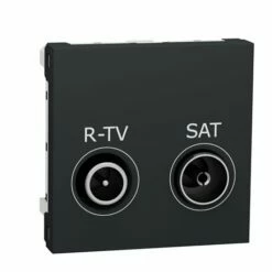 Prise R-TV + SAT Individuel Unica NU345454 Anthracite 2 Modules Mécanisme Seul