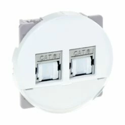 Prise RJ45 Double Grade 2 TV Cat 6 Blanc