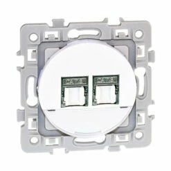 Prise RJ45 Double Grade 2 TV Cat 6 STP Blanc