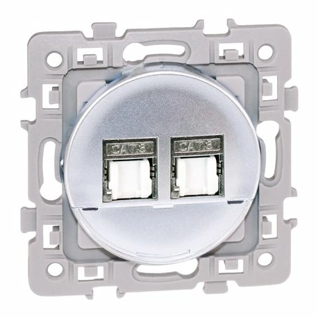 Prise RJ45 Double Grade 2 TV Cat 6 STP Silver 3 Prise RJ45 Double Grade 2 TV Cat 6 STP Silver