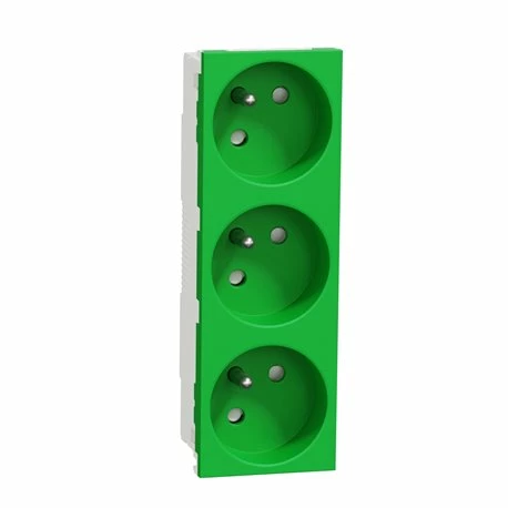 Prise Triple 2P+T FR 45° Unica NU307906 Vert Mécanisme Seul 3 Prise Triple 2P+T FR 45° Unica NU307906 Vert Mécanisme Seul