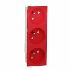 Prise Triple 2P+T FR Spéciale Goulotte Unica NU307903T Rouge Mécanisme Seul