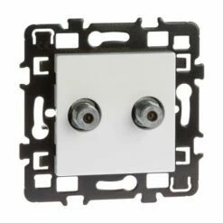 Prise TV Double Multi-services Type «F» Mâle Blanc