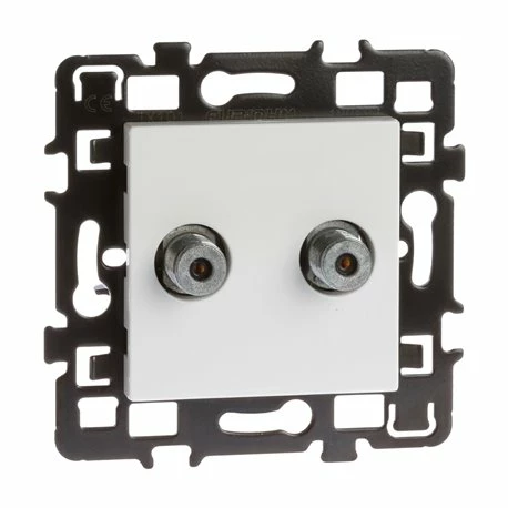 Prise TV Double Multi-services Type «F» Mâle Blanc 3 Prise TV Double Multi-services Type «F» Mâle Blanc