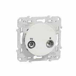 Prise TV/FM Encastrée Odace S520453 Blanc Brillant Système En Série - Passage