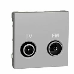 Prise TV + FM Individuel Unica NU345130 Aluminium 2 Modules Mécanisme Seul