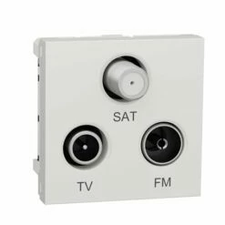 Prise TV + FM + SAT Unica NU345020 Blanc Antibactérien 2 Modules Mécanisme Seul