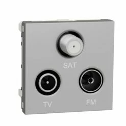 Prise TV + FM + SAT Unica NU345030 Aluminium 2 Modules Mécanisme Seul