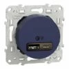 Prise USB Double Charge Rapide Odace S550219 Bleu Cobalt -Schneider Electric Soldes prise usb double charge rapide odace s550219 bleu cobalt