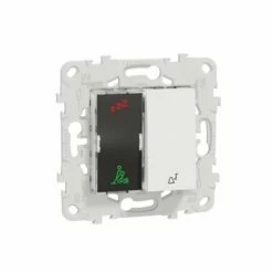 Schneider Electric Sonnette + Voyant Indicateur Chambre Hôtel Unica NU577718 Blanc Mécanisme Et Support