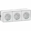 Triple Prises PC 2P+T Horiz. Précâblée Saillie Mureva Styl MUR36039 Blanc